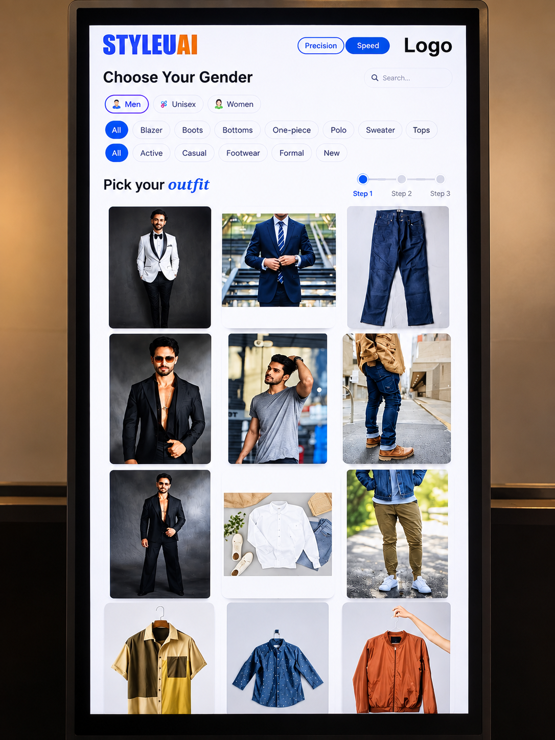 Standee step 1: shopper picks a product on the screen